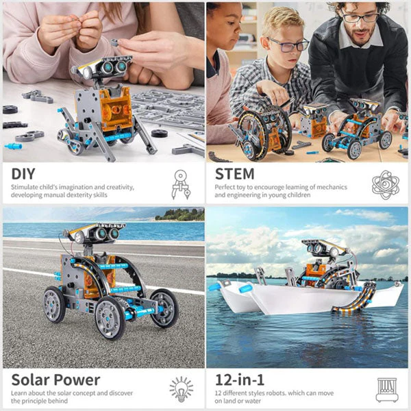 BrainyBotz 13-in-1 DIY Robot Solar-Powered Smart STEM Building & Programming Kit (190pc) - Image 3