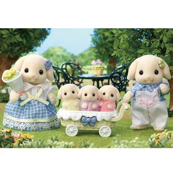 Calico Critters: Flora Rabbit Family (5pc) Posable Flocked Collectible Figurines - Image 5