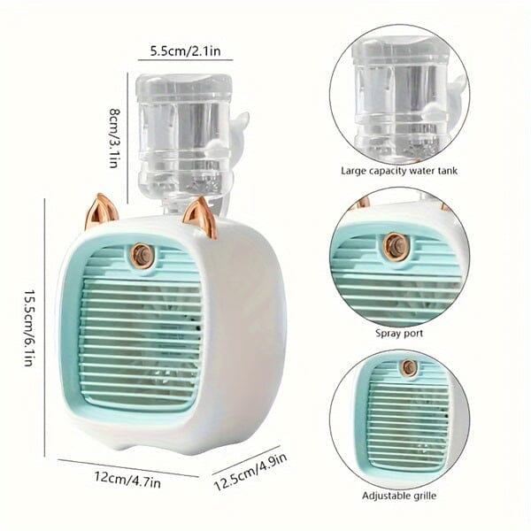 Cool Chill Cat Ear Tabletop Misting Fan Green - Image 6