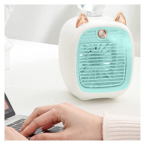 Cool Chill Cat Ear Tabletop Misting Fan Green - Image 9