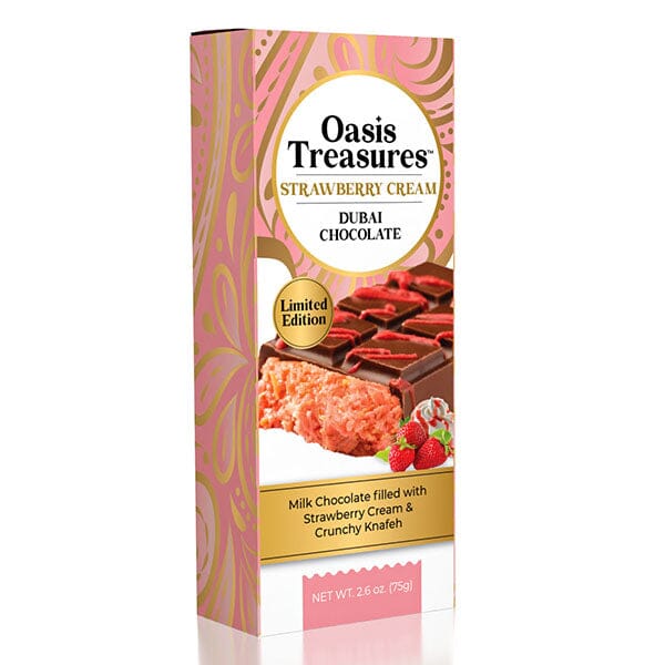 Dubai Chocolate Bar Limited Edition Strawberry Cream by Oasis Treasures 75g (2.65oz)