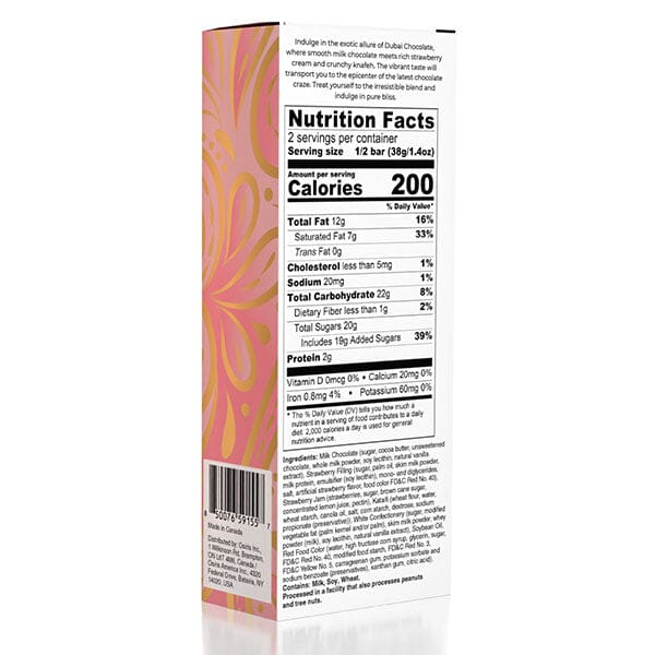 Dubai Chocolate Bar Limited Edition Strawberry Cream by Oasis Treasures 75g (2.65oz) - Image 2