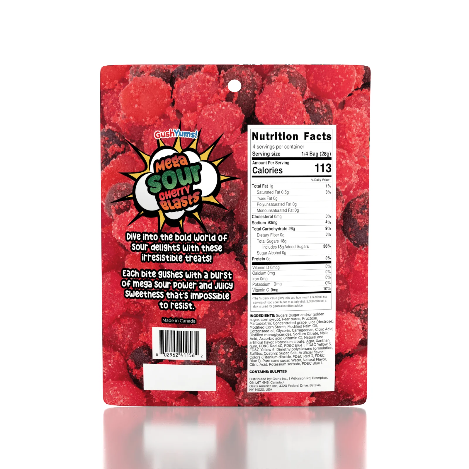 GushYums Mega Sour Cherry Blasts Gushing Gummy Candy (4oz) - Image 2