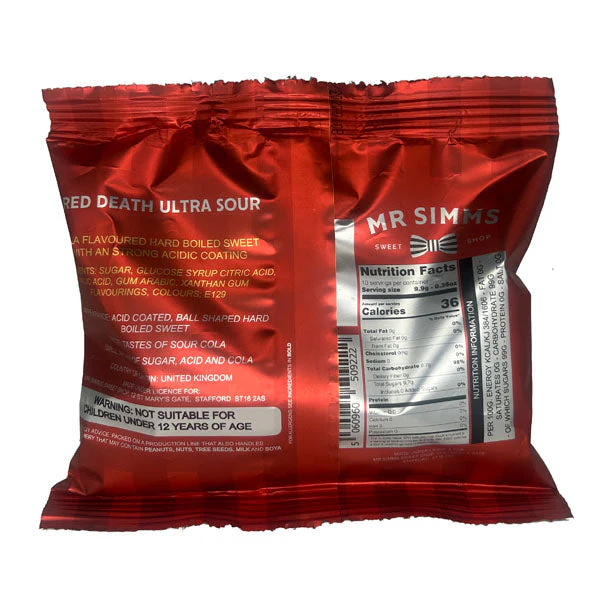 Mr. Simms Sweet Shoppe: Red Death Ultra Sour (100g) Imported From England - Image 3