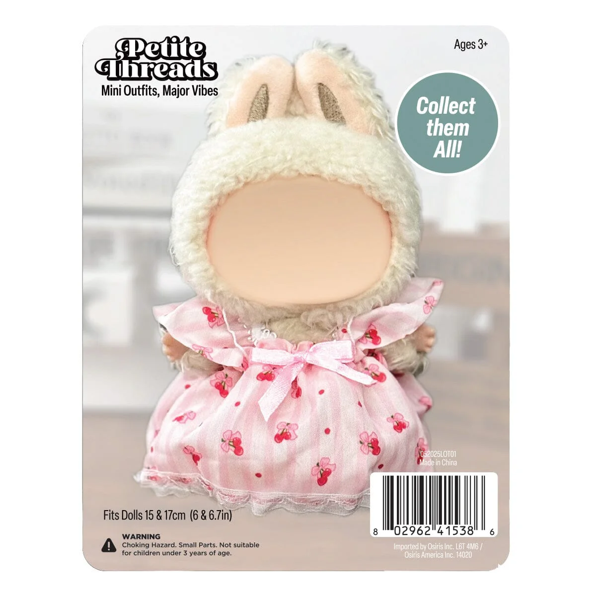 Outfit: Pink Cherry Print Dress for Dolls - Petite Threads - Image 2