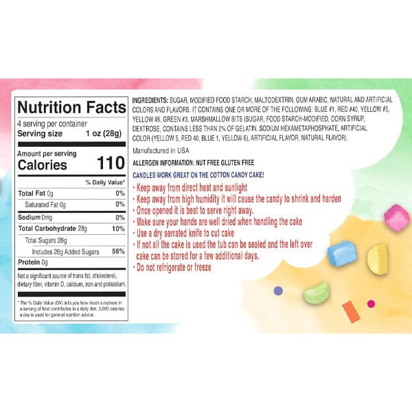 PartyPuffs Cotton Candy Cake Tub (4.2oz) Sliceable Rainbow Candy Floss - Image 8