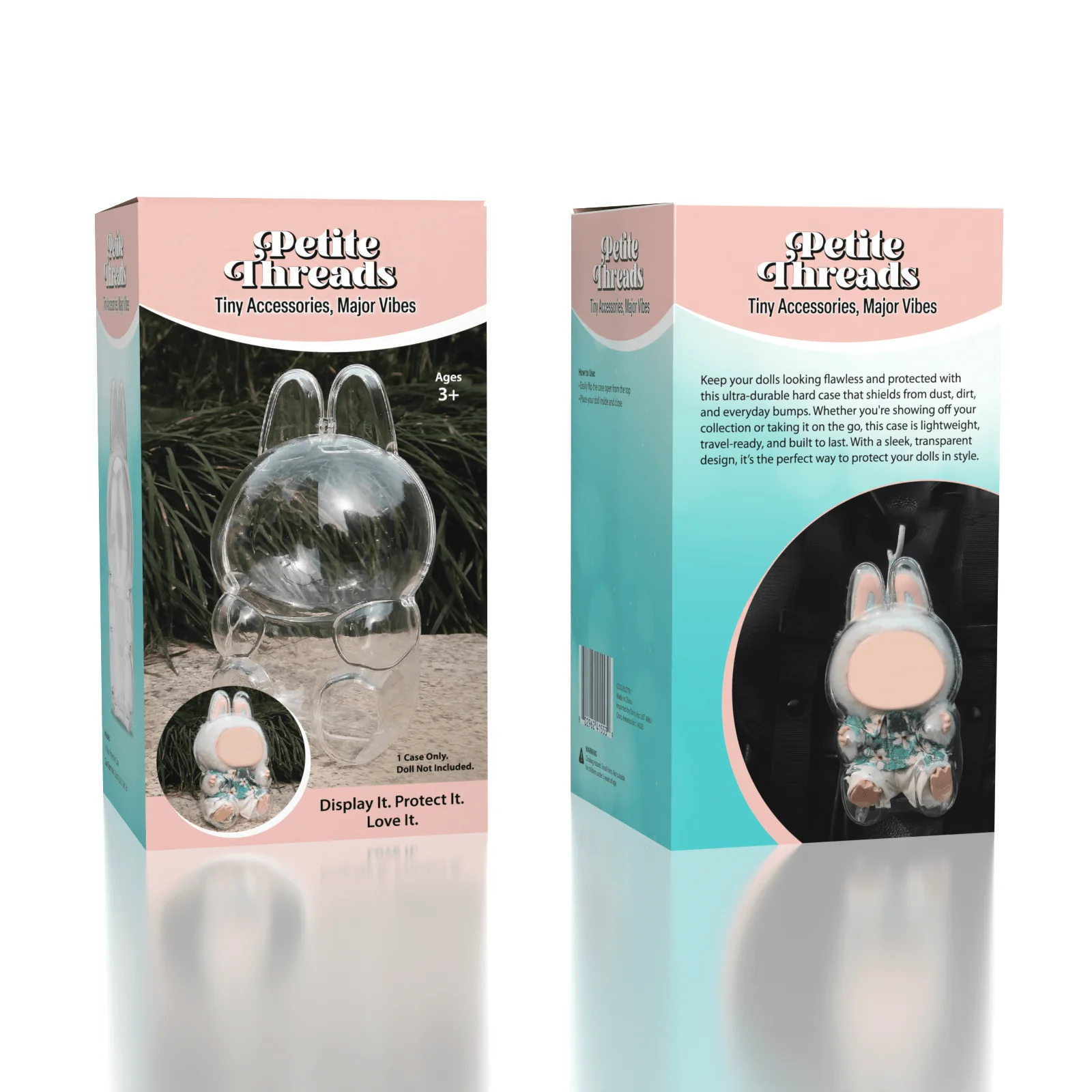 Doll Protective Carrying Case For Plush Pendant (1pc) Sitting or Standing - Petite Threads - Image 2