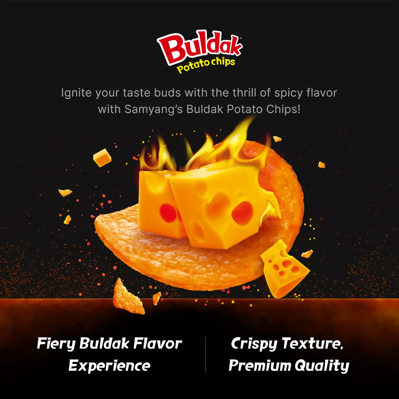 Samyang Buldak Quattro Cheese Potato Chips - Image 3
