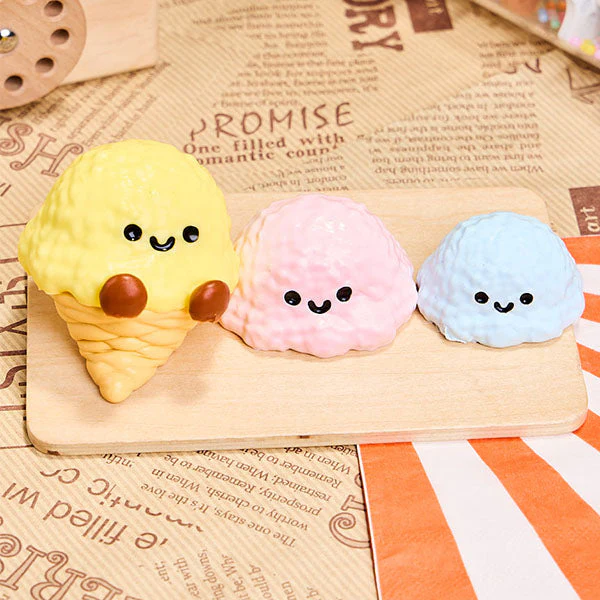 SqueezeSquad Taba Deluxe Premium Silicone Squishy Fidget Toy - Triple Ice Cream Cone - Image 3