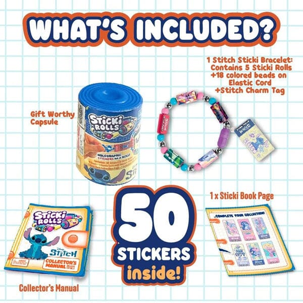 Sticki Rolls Disney's Stitch Wearable Reusable Sticki Band Mystery Capsule (50 Stickers Inside!) - Image 4