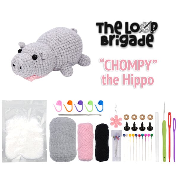 The LOOP Brigade: DIY Mini Crochet Plush Toy Complete Kit For Beginners - Chompy the Hippo - Image 6