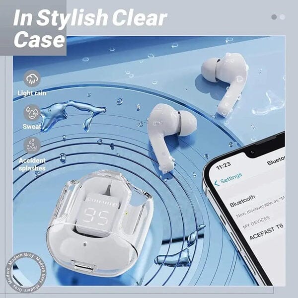 TWS - Wireless Earbuds With Digital Display and Transparent Case - Image 4